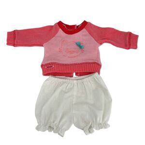 American Girl Cat Sweater Pink Kitten & White Bloomers Clothes For 18 Inch Doll